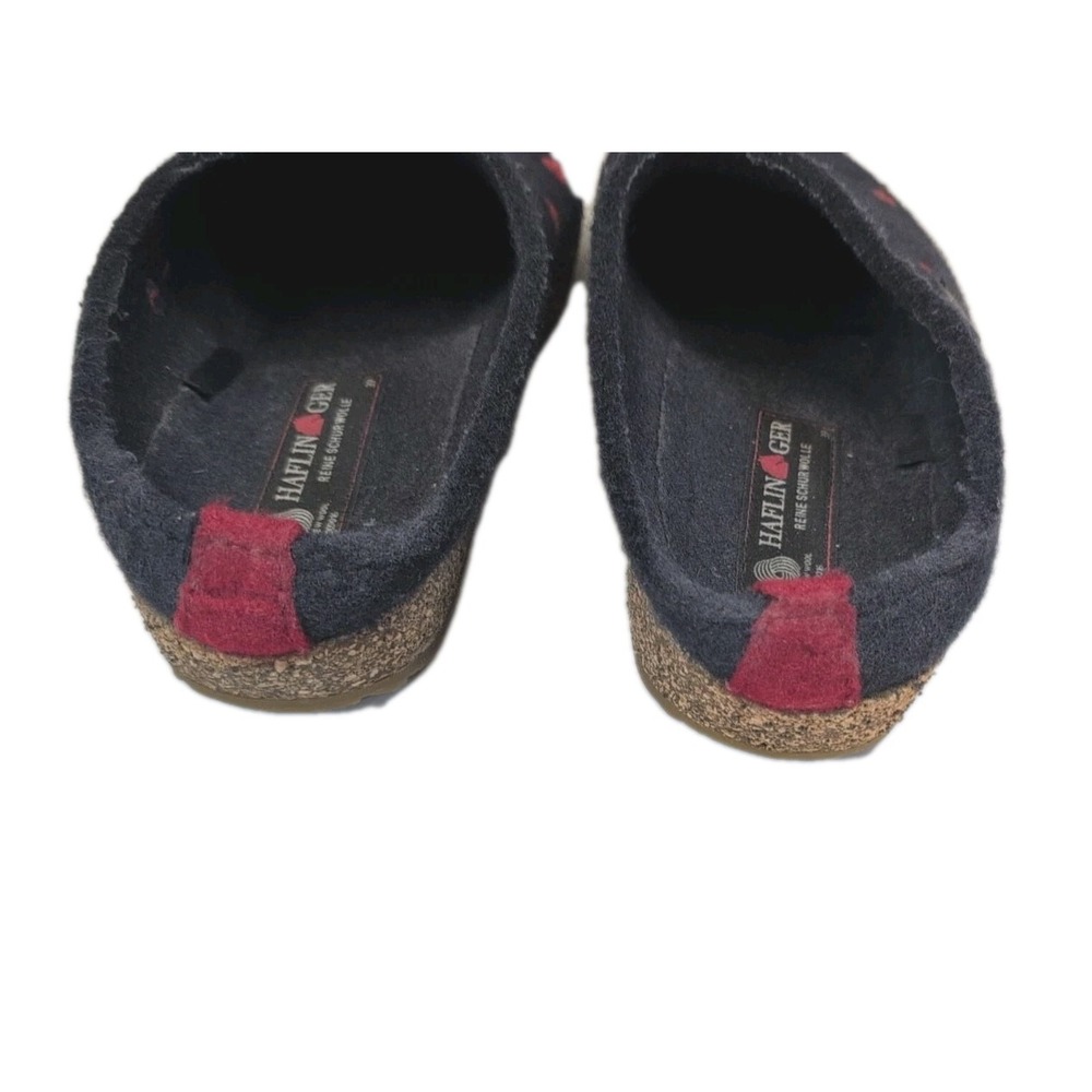 Haflinger Grizzly Cuoricino Mules Clogs Wool Felt Hearts Navy Blue 39 (8.5-9) - Picture 4 of 6